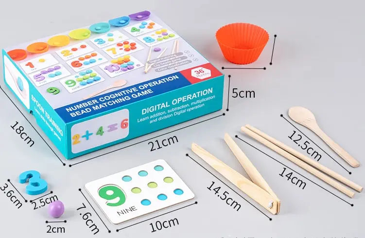 Montessori Math Learning Set with Wooden Counting Beads