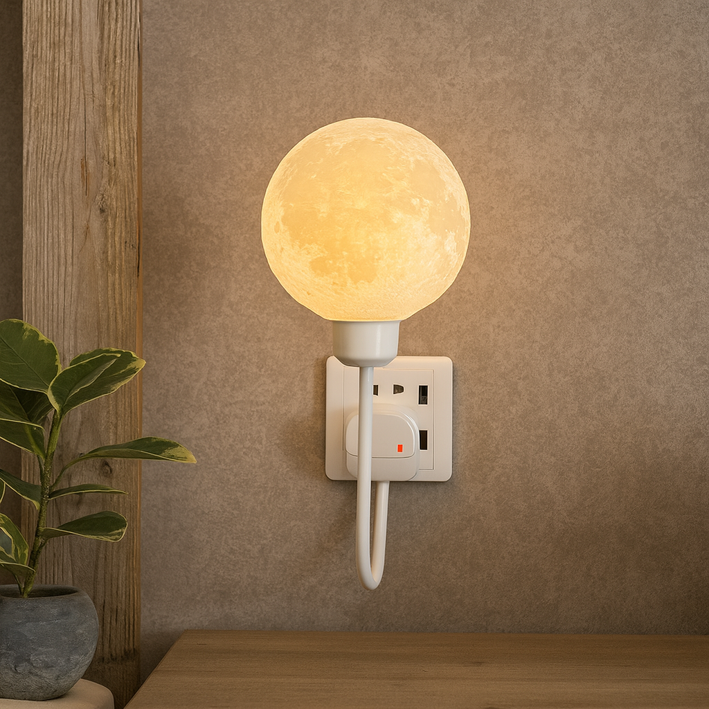 Lunar Glow Wall Lamp - Warm White LED Plug-In Fixture