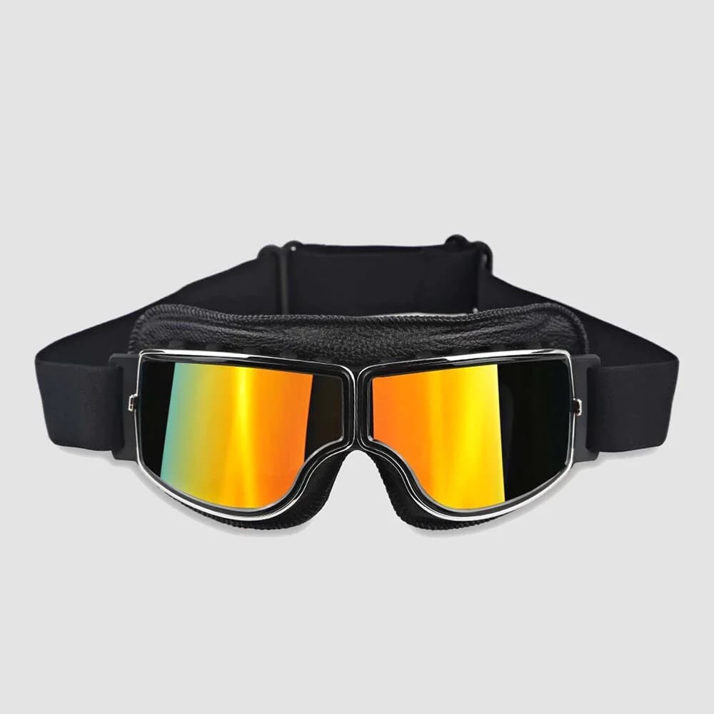 Motorcycle Goggles | UV Protection | Impact Resistant & Adjustable | Retro Style