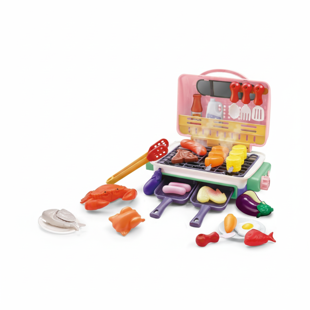 Kids BBQ Grill Playset with Color-Changing Food and Smoke Effects