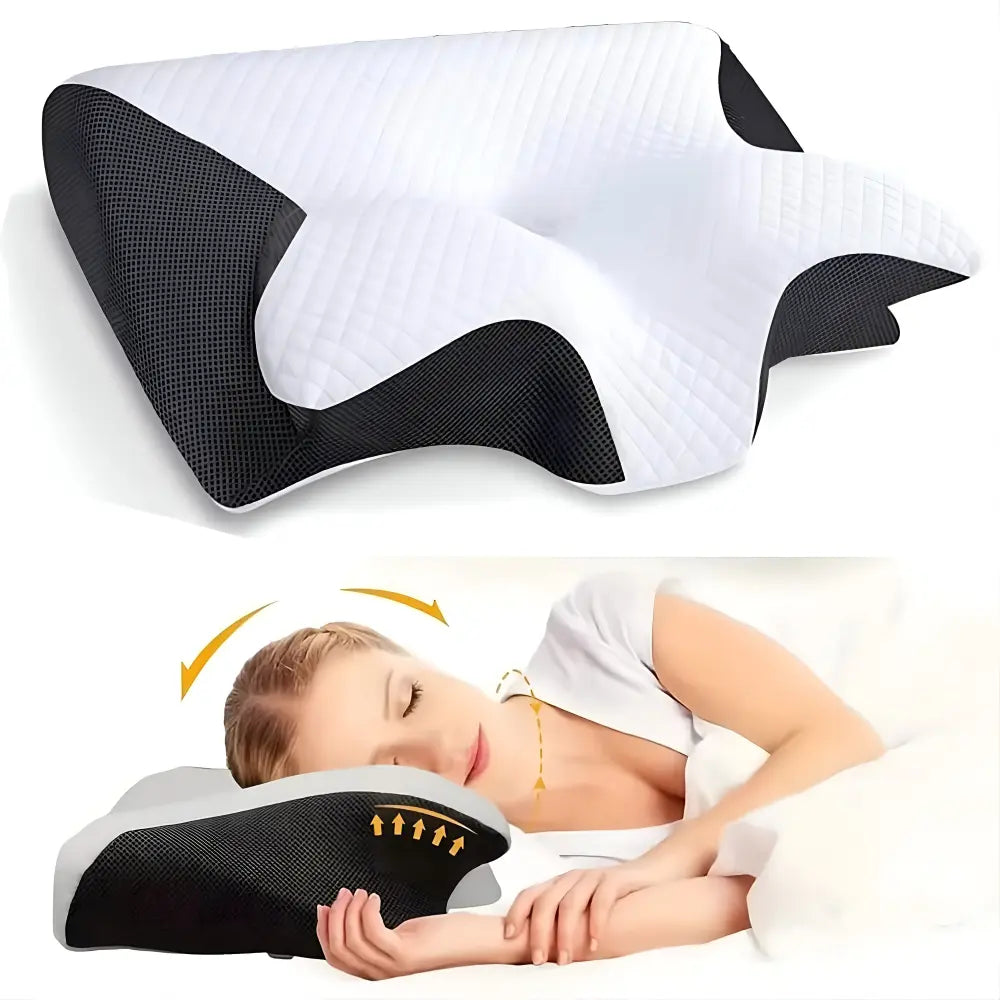 Memory Foam Neck Pillow for Back and Side Sleepers - Orthopedic Design