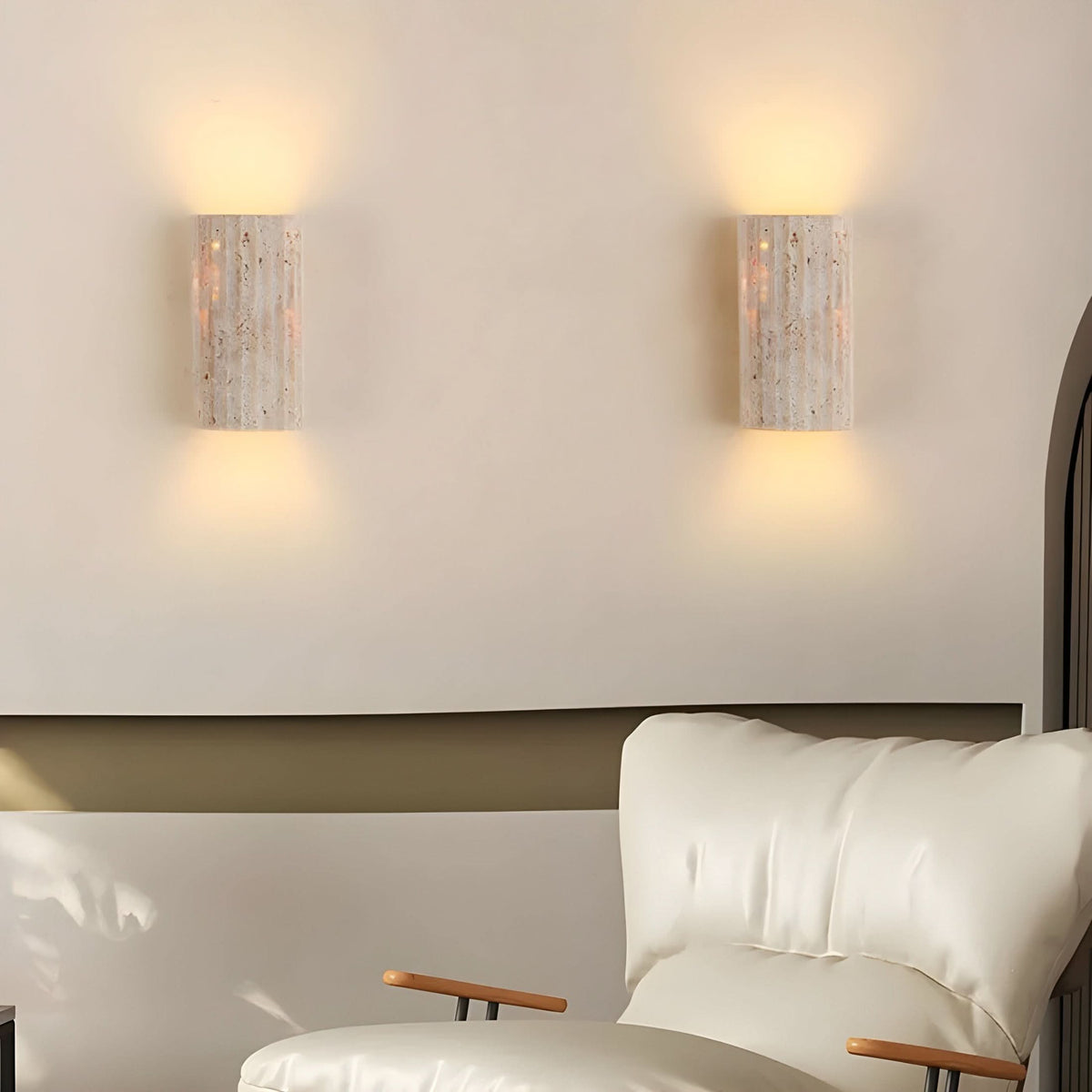 Modern LED Wall Sconce with Textured Natural Stone Design