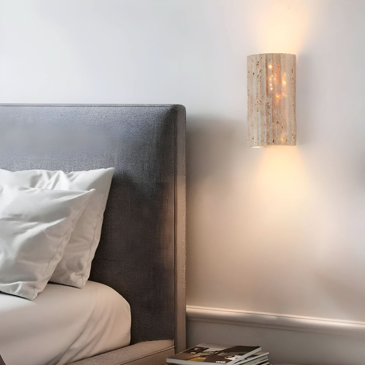 Modern LED Wall Sconce with Textured Natural Stone Design