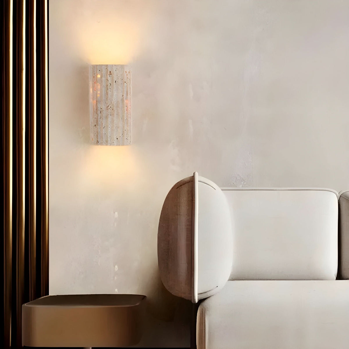 Modern LED Wall Sconce with Textured Natural Stone Design