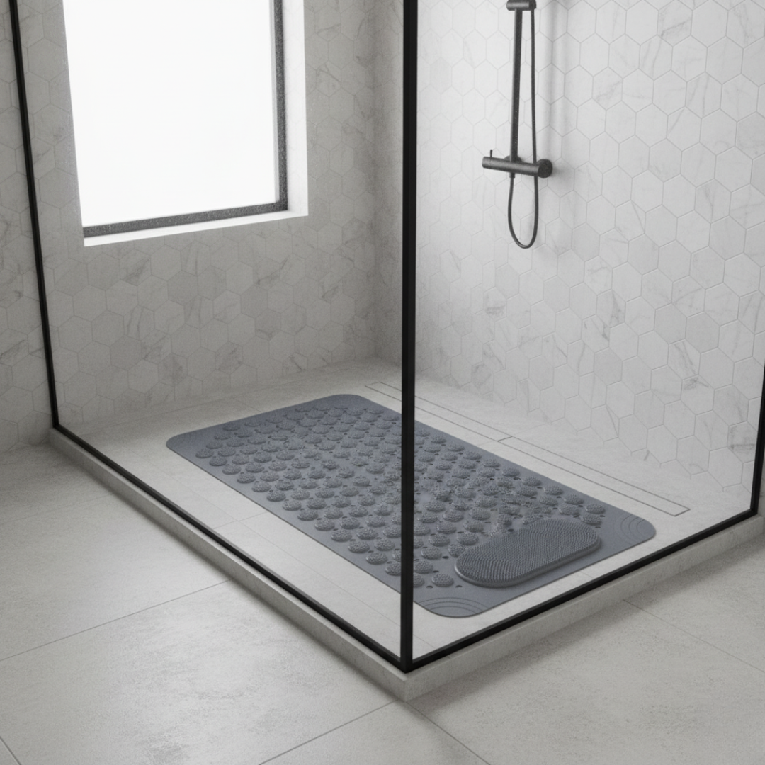 Shower Mat with Suction Cups for Safe Non-Slip Foot Massage