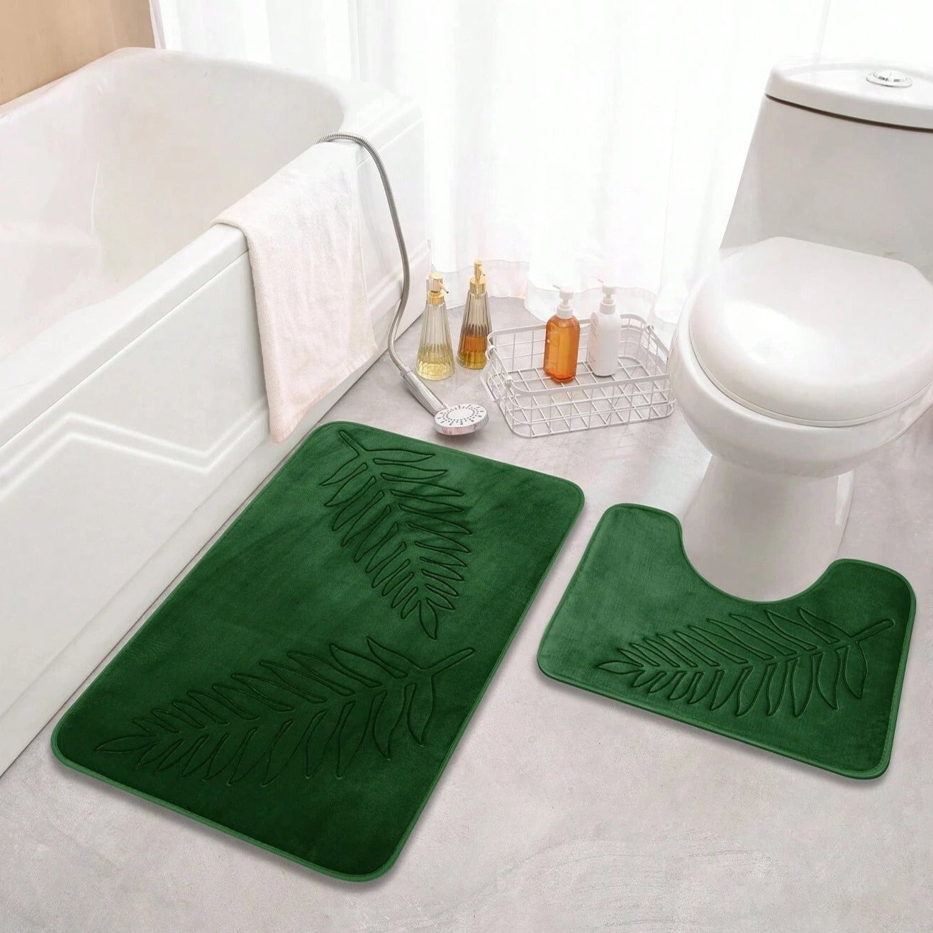 Luxurious Foam Bath Mat Duo with Non-Slip Backing