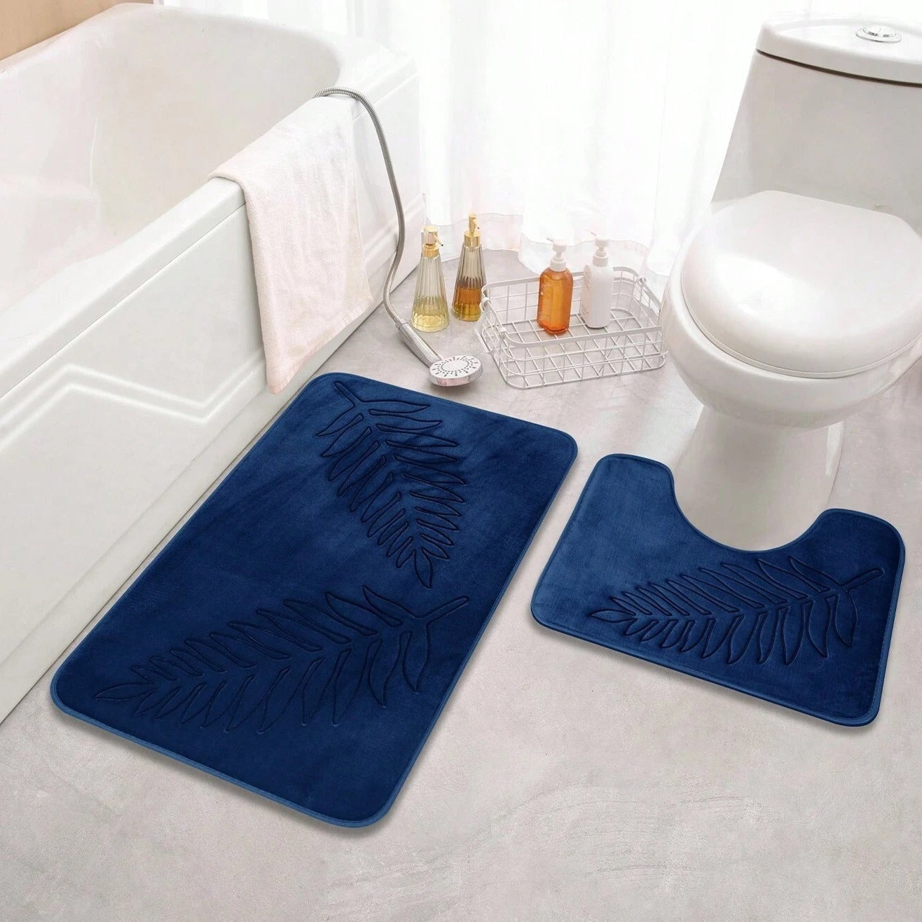 Luxurious Foam Bath Mat Duo with Non-Slip Backing