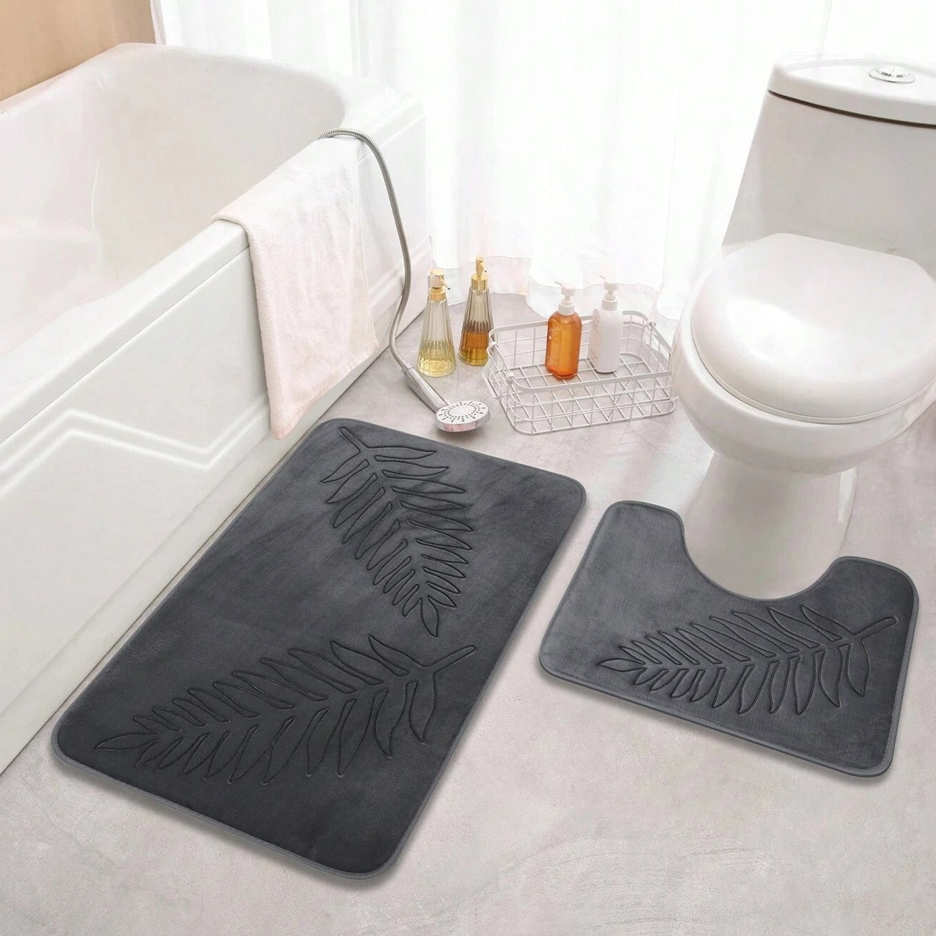 Luxurious Foam Bath Mat Duo with Non-Slip Backing