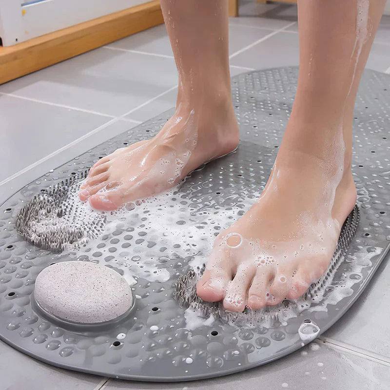 SafeGrip Bath Mat with Foot Exfoliator - 16 x 32 Anti-Slip Design