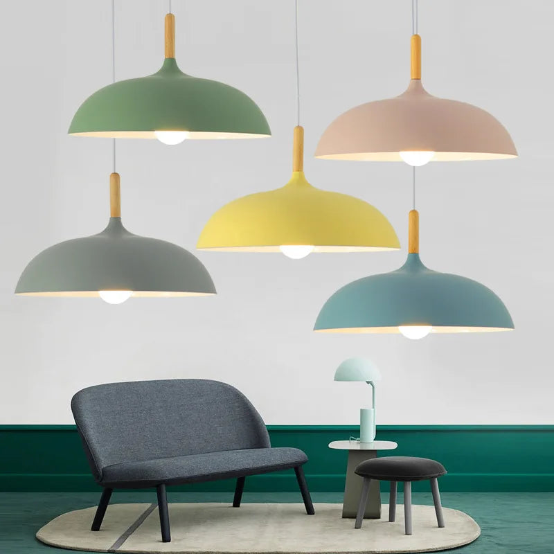 Elegant Scandinavian Oak Pendant Light with LED Technology