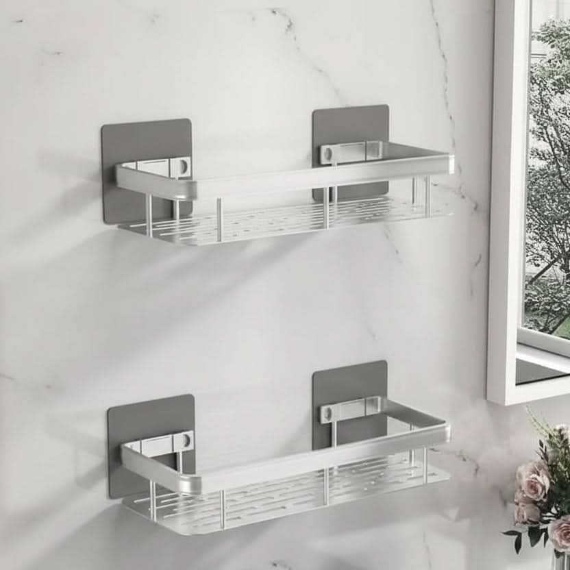 Adhesive Shower Organizer - Easy Storage Bathroom Shelf