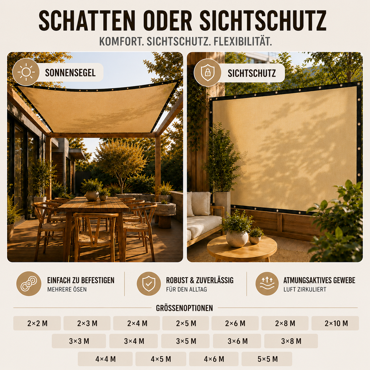 UV-Resistant Rectangular Shade Sail for Garden and Patio with Reinforced Edges and Eyelets