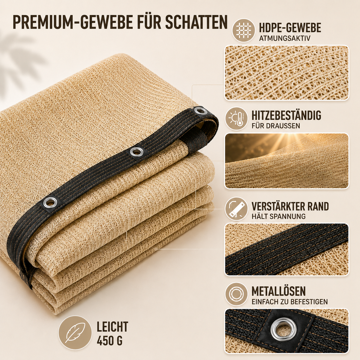 UV-Resistant Rectangular Shade Sail for Garden and Patio with Reinforced Edges and Eyelets