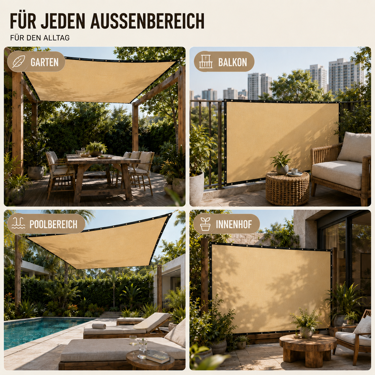 UV-Resistant Rectangular Shade Sail for Garden and Patio with Reinforced Edges and Eyelets