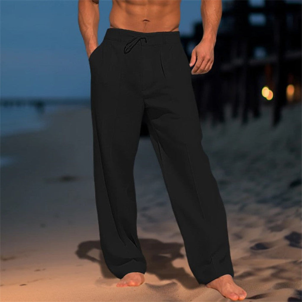 Relaxed Fit Broadcloth Pants with Breathable Drawstring Design