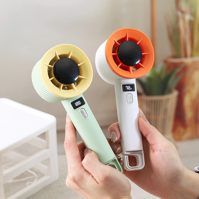 Compact Handheld Fan with Digital Controls and Comfortable Grip – Ideal for Travel, Home, and Office Use