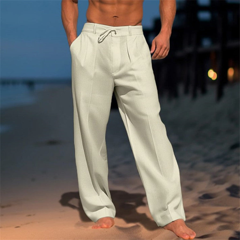 Relaxed Fit Broadcloth Pants with Breathable Drawstring Design