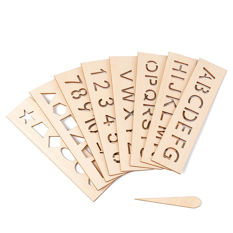 Wooden Learning Templates for Letters and Numbers