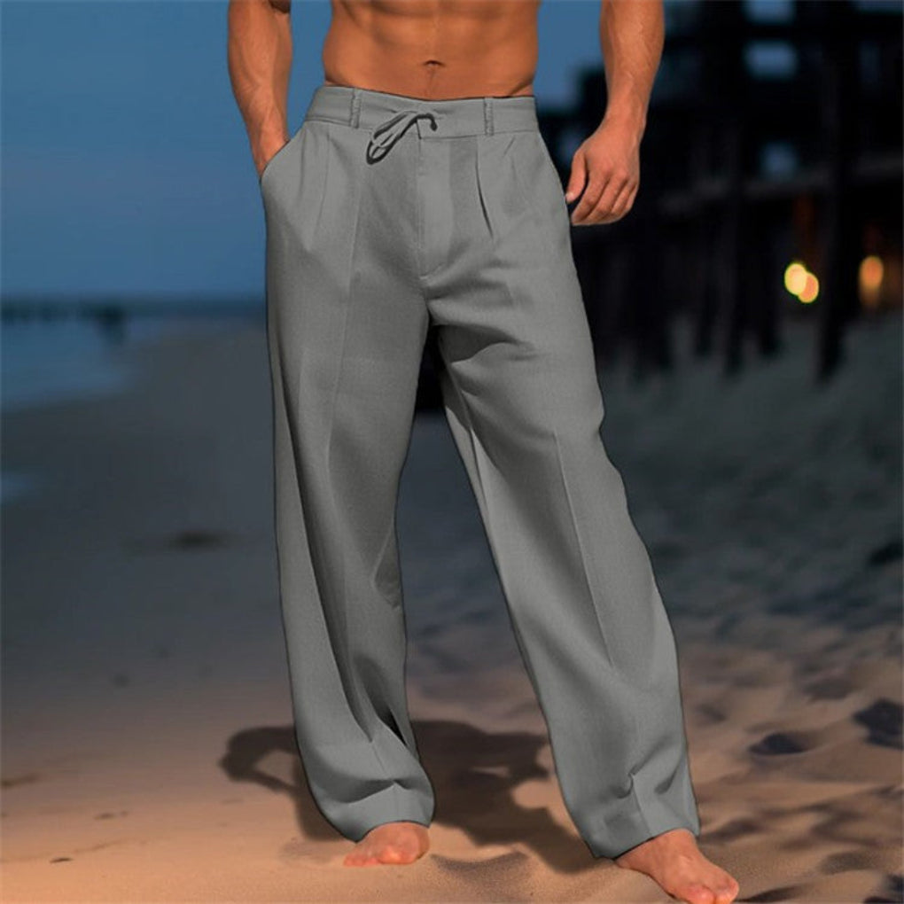 Relaxed Fit Broadcloth Pants with Breathable Drawstring Design