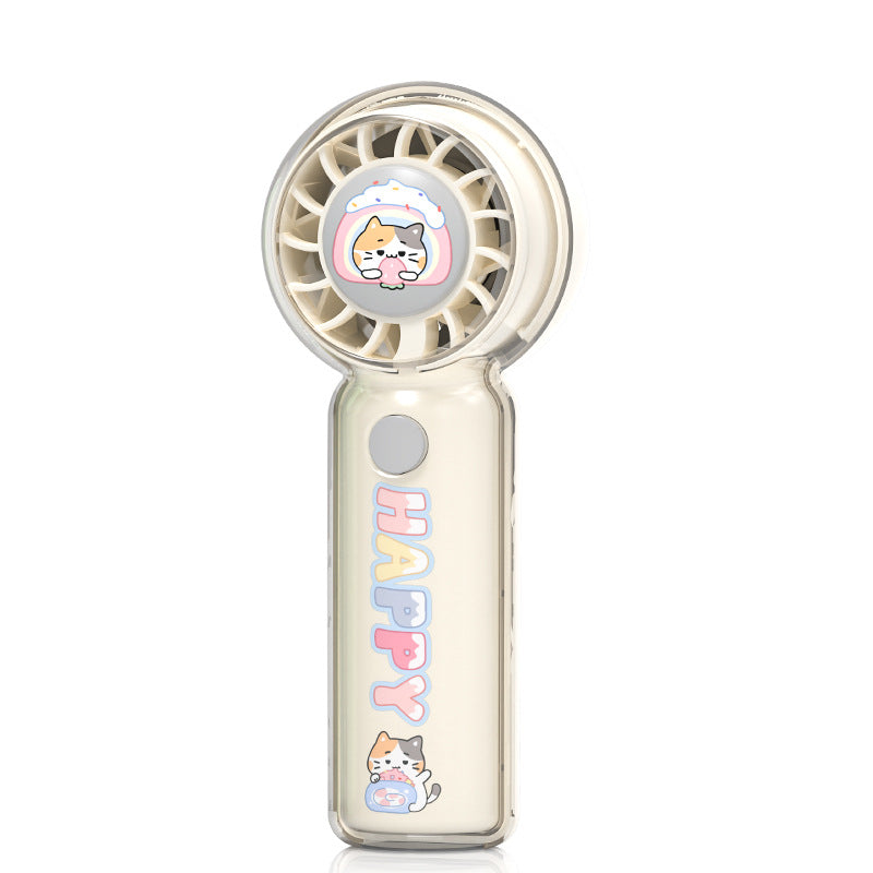 Handheld USB Rechargeable Fan – Cute Cat Design for Quiet Personal Cooling