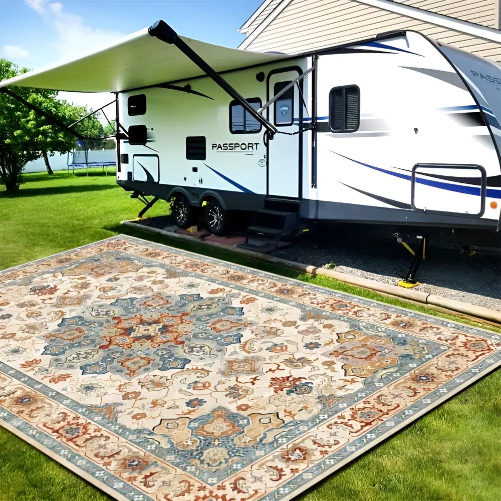 Nordic Style Outdoor Rug with Non-Slip PVC Backing