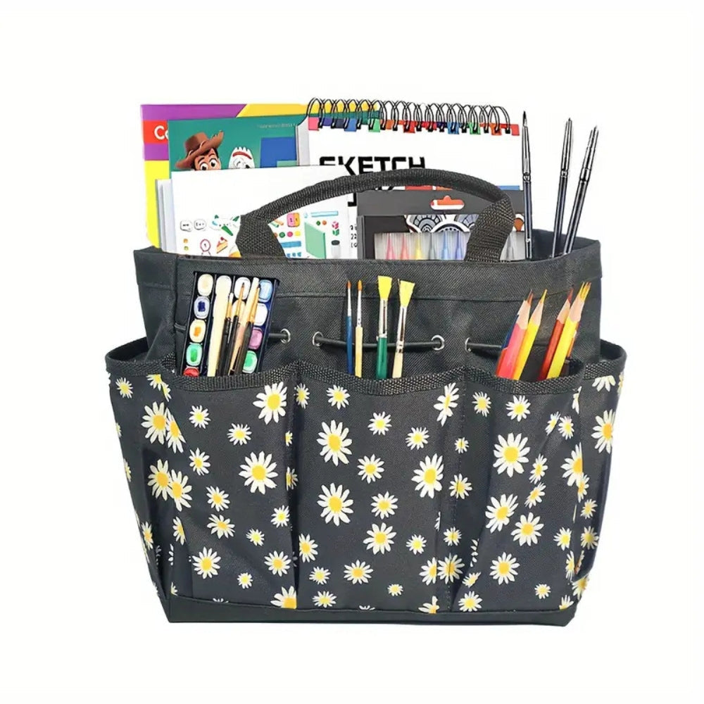 Garden Tool Tote Bag with Floral Oxford Fabric Organizer