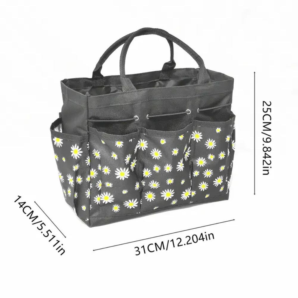 Garden Tool Tote Bag with Floral Oxford Fabric Organizer