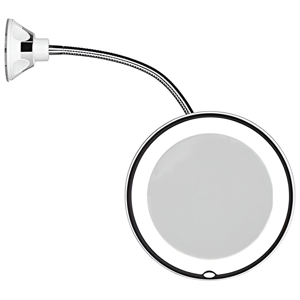 10X Zoom Makeup Mirror with Adjustable Suction Cup and LED Light