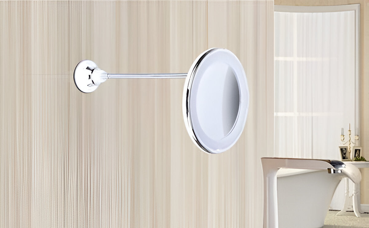 10X Zoom Makeup Mirror with Adjustable Suction Cup and LED Light