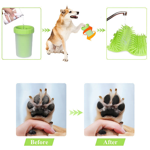 Dog Paw Cleaner Featuring Silicone Bristle Brushes