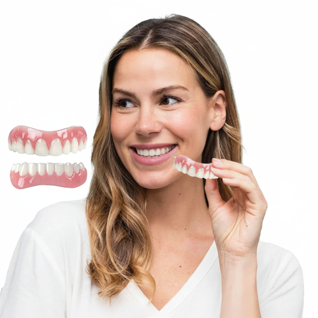 Silicone Denture Kit with Adjustable Upper and Lower Pieces for Comfort