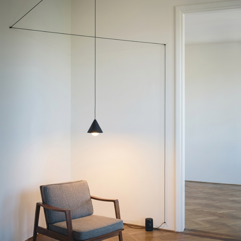 Sleek Black Metal Hanging Light Fixture with E27 Socket