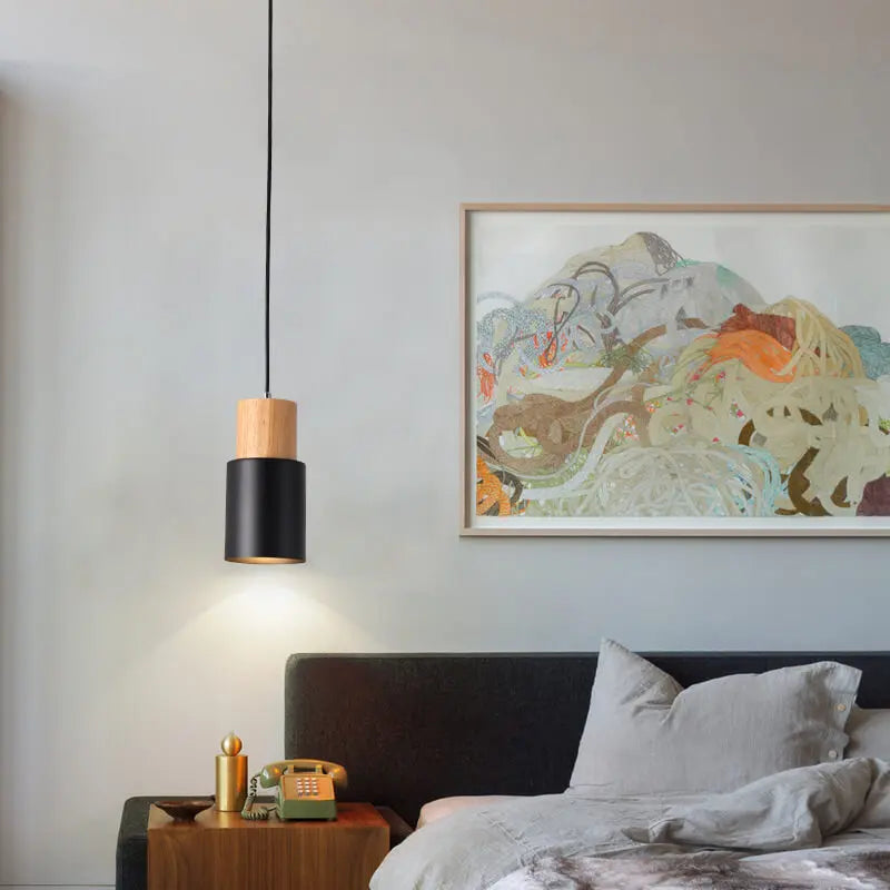 Metal and Wood Pendant Light Fixture