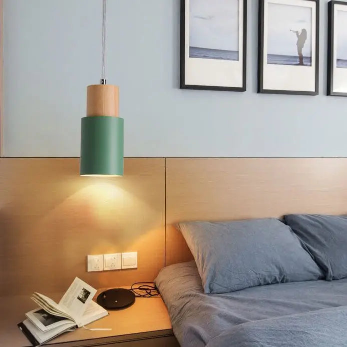 Metal and Wood Pendant Light Fixture