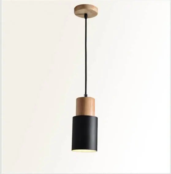 Metal and Wood Pendant Light Fixture