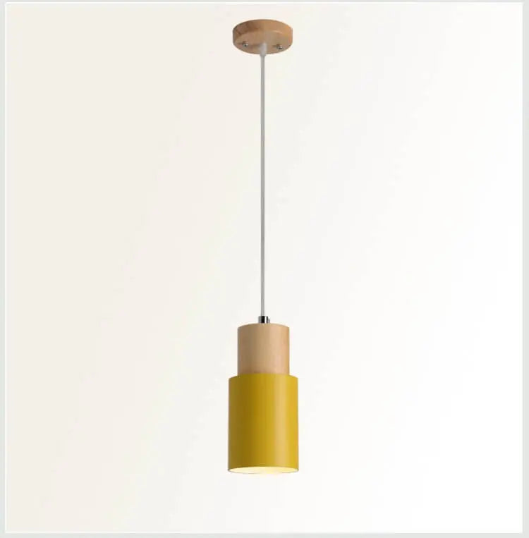 Metal and Wood Pendant Light Fixture