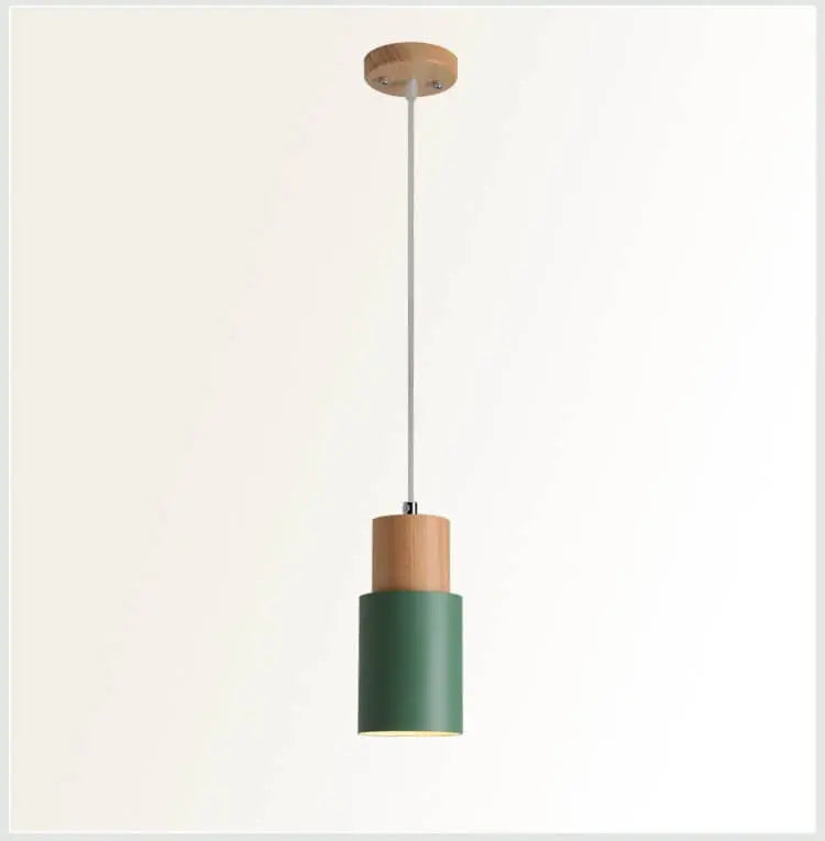 Metal and Wood Pendant Light Fixture
