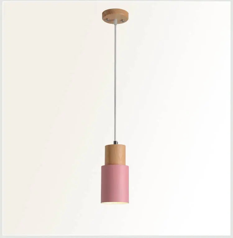 Metal and Wood Pendant Light Fixture