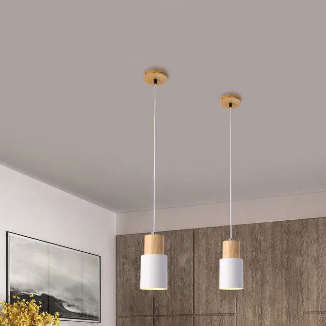 Metal and Wood Pendant Light Fixture