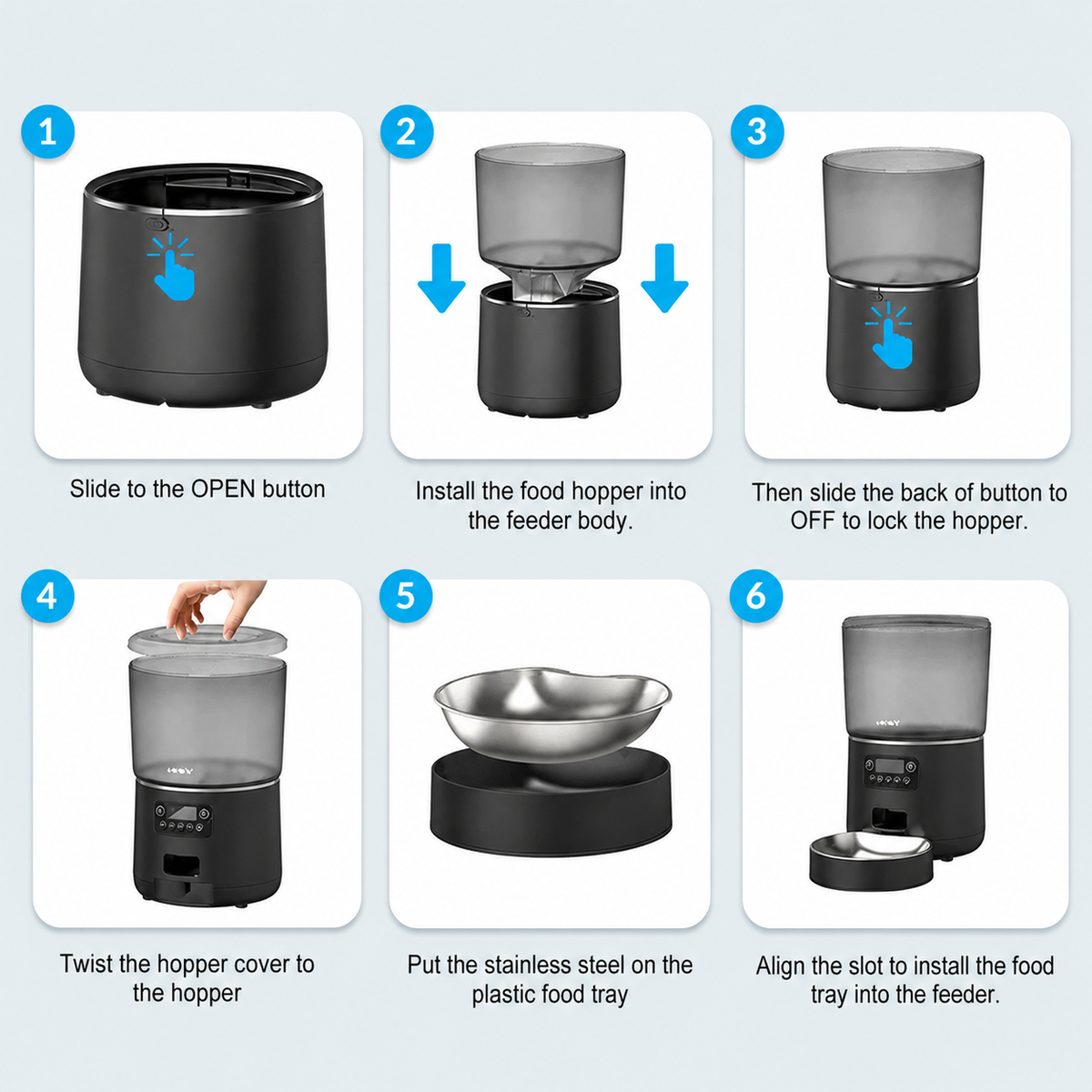 Smart Pet Food Dispenser with Timer and App-Controlled Portions