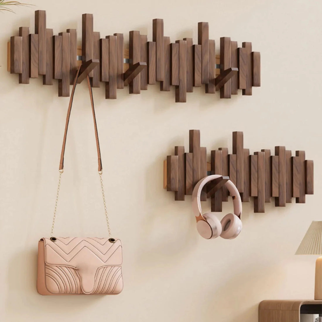 Chic Wooden Wall-Mounted Coat Organizer with 5 Hooks