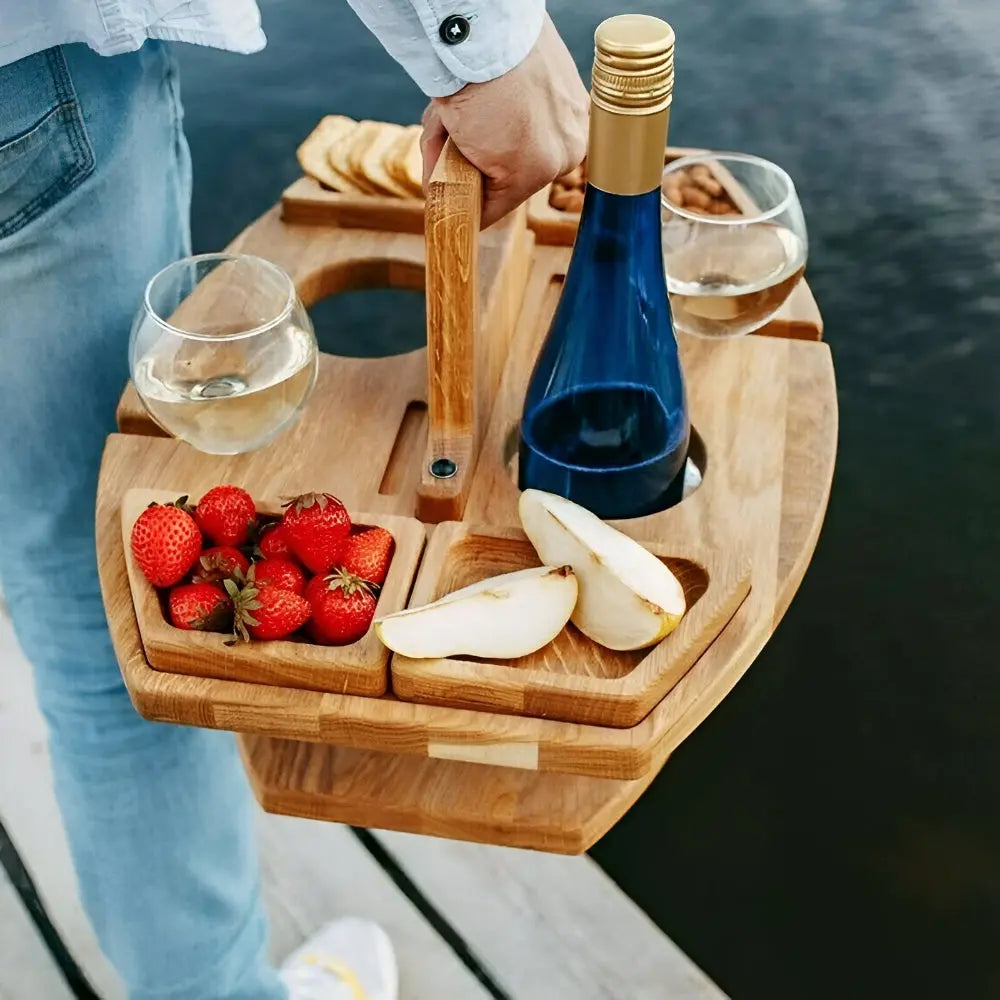 Picnic Table with Bottle and Glass Holders | Snack Compartment
