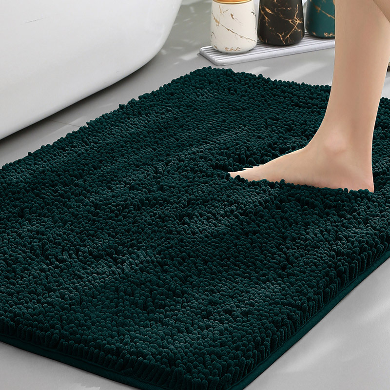 Non-Slip Machine Washable Bathroom Rug in Soft Chenille Fabric
