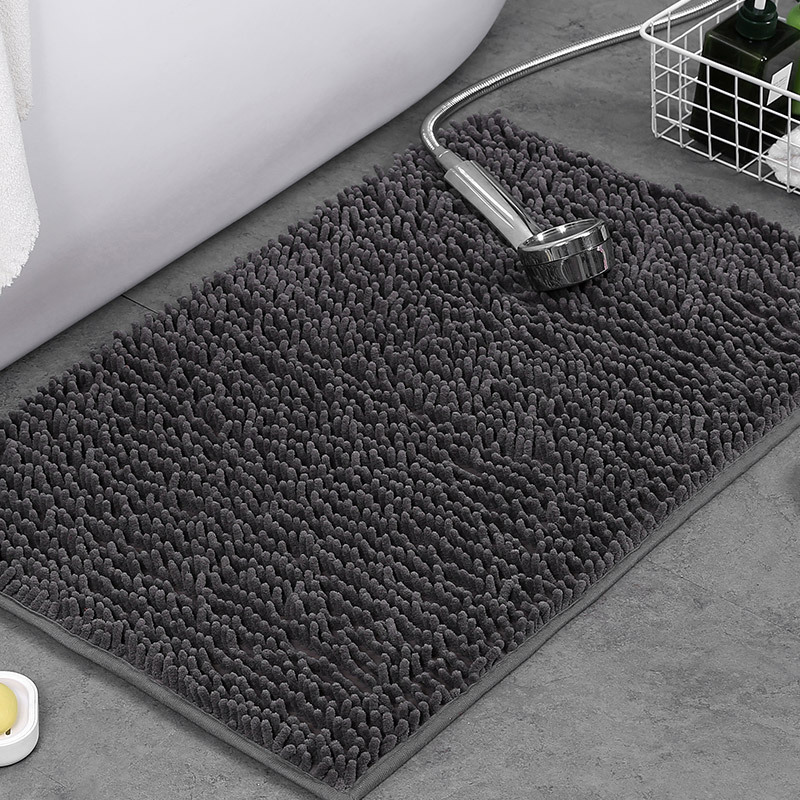 Non-Slip Machine Washable Bathroom Rug in Soft Chenille Fabric
