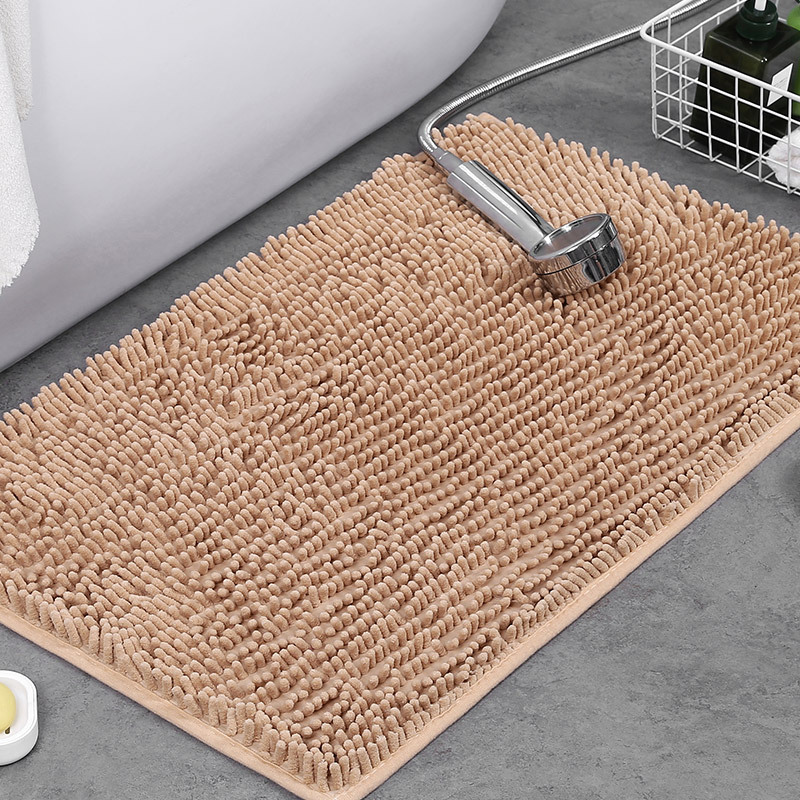 Non-Slip Machine Washable Bathroom Rug in Soft Chenille Fabric