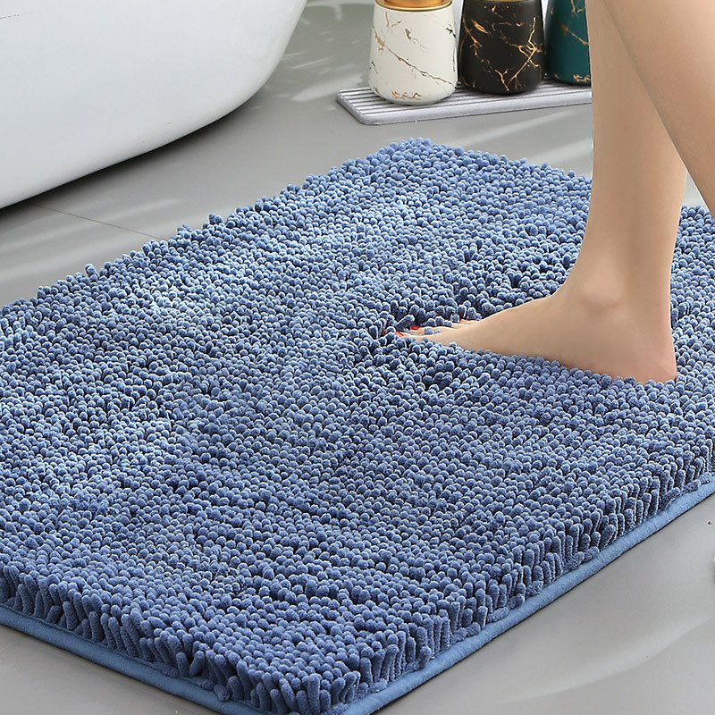 Non-Slip Machine Washable Bathroom Rug in Soft Chenille Fabric