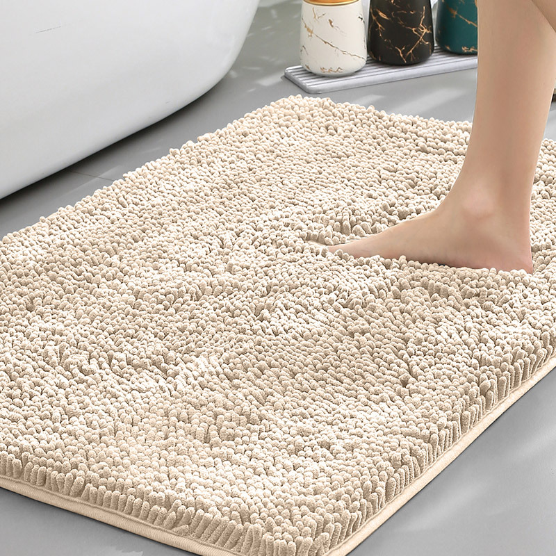 Non-Slip Machine Washable Bathroom Rug in Soft Chenille Fabric