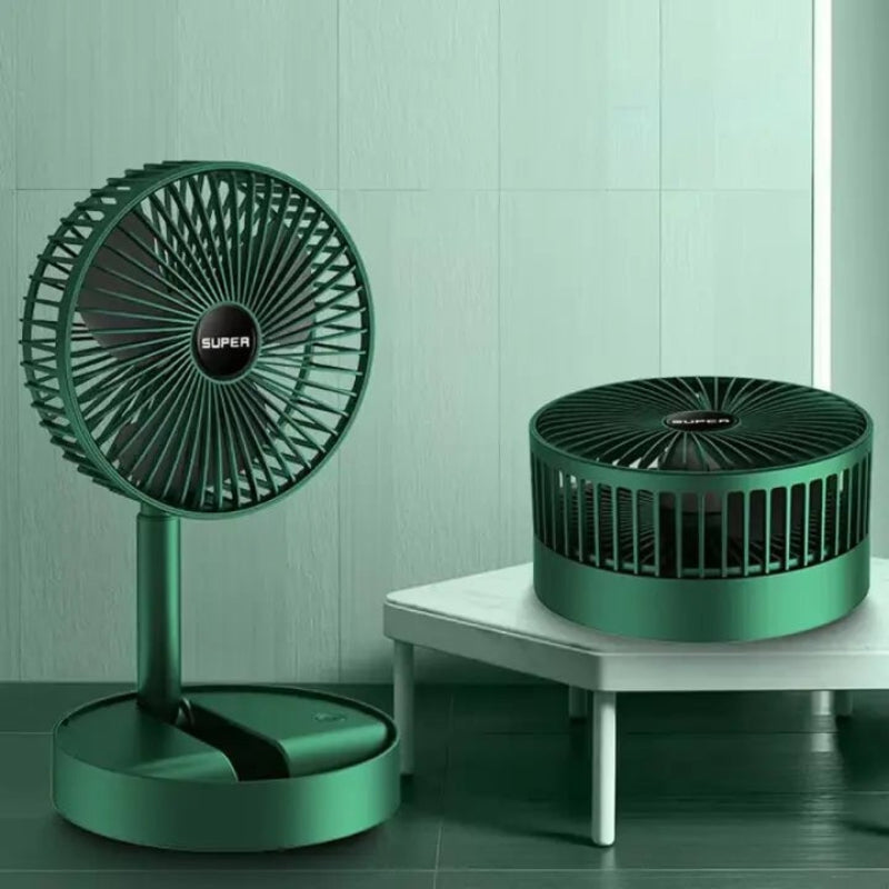 Compact Rechargeable Fan with Adjustable Speed and Rotation