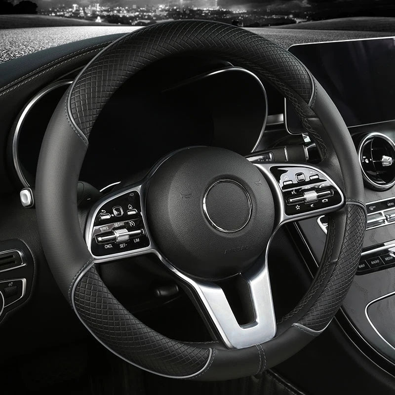 LuxGrip - Elegant Faux Leather Steering Wheel Cover for Ultimate Control