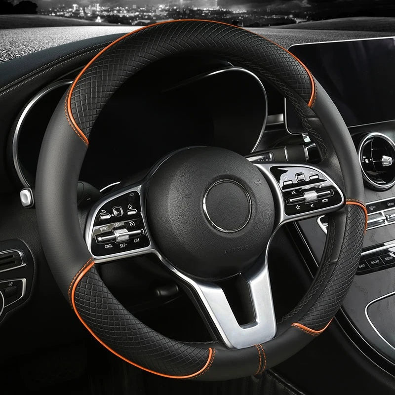 LuxGrip - Elegant Faux Leather Steering Wheel Cover for Ultimate Control